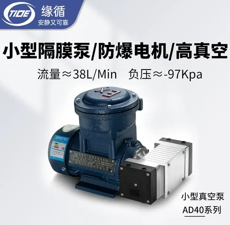 微型气泵AD40AC380PTV交流三相防爆电机电动无油防爆隔膜真空泵